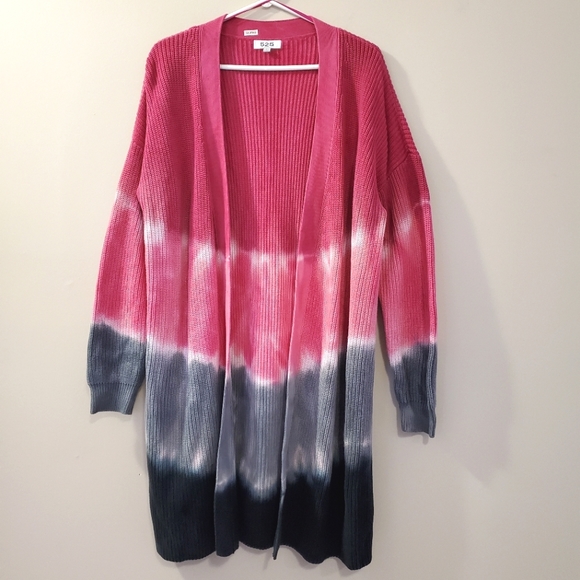 525 America (Revolve) - Cotton Ombre Tie Dye Style Open Front Cardigan - Size L - Picture 1 of 9